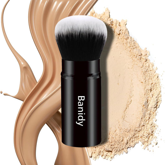 Makeup Brush Kabuki Face Brushes Retractable Travel Blush Brush Portable Flawless for Foundation, Powder Blush, Bronzer, Buffing, Liquid, Cream, Cruelty Free with Cover(Round - Head) - Gotcha Girl Cosmetics Gotcha Girl Cosmetics ab4cb7c6-e579-4aa6-ba1e-1bc9682e45a8