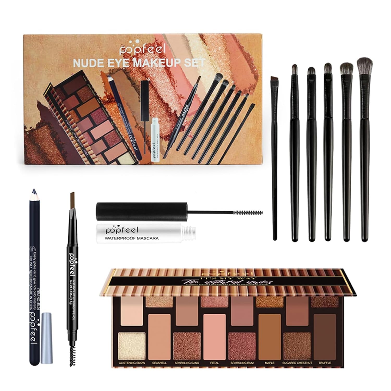 10 Pcs All in One Full Makeup Set, Professional Makeup Kit for Girls Teens Beginners Multipurpose Essential Starter Bundle Include Eyeshadow Palette Mascara Eyebrow Pen Eyeliner Eyeshadow Brush
