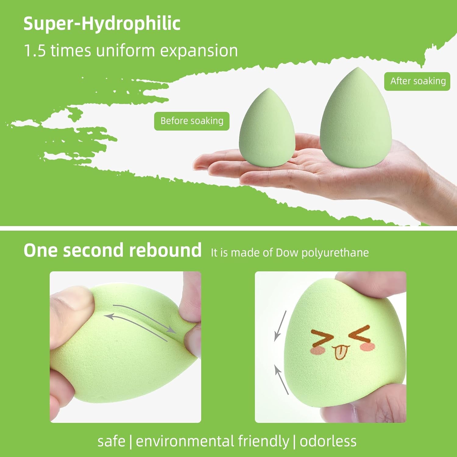 COSTICA Makeup Sponge Set Blender, Beauty Sponge Makeup Blender Flawless for Liquid - Multi Colored 4 Pcs Avocado Series - Gotcha Girl Cosmetics Gotcha Girl Cosmetics 82292aa4-79a0-4c40-b805-bc9bc672b4cf