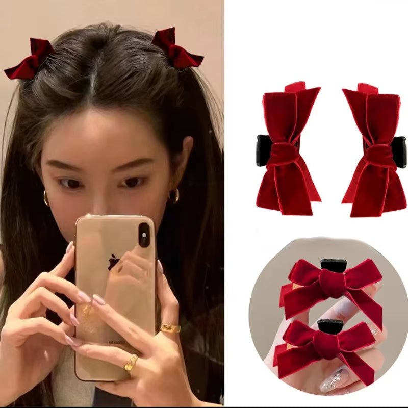 Black Red Small Velvet Bowknot Hair Claw Clips 2Pcs/Set Korean Princess Hair Clips with Bangs Girls‘ Headwear Hair Styling Tools - Gotcha Girl Cosmetics Gotcha Girl Cosmetics2e680dc1-d275-428b-969a-7ae8e95cb903