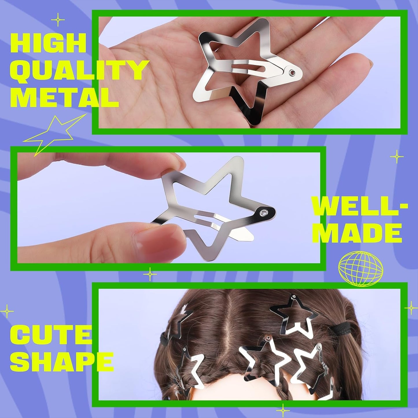 30 PCS 1.61" Star Hair Clips, Y2K Hair Accessories, Silver Star Clips for Girls Women, Rave Accessories, Non Slip Star Barrettes, Metal Star Snap Hair Clips - Gotcha Girl Cosmetics Gotcha Girl Cosmetics2f024b33-4e9e-453b-b7bc-701010035398