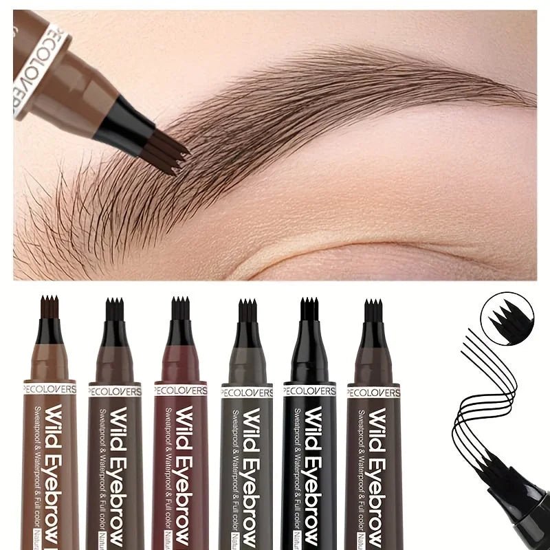 6 Colors 1pc Eyebrow Pen Waterproof 4 Split Tip Eyebrows Pen Eyebrow Tattoo Pen Waterproof Liquid Black Eyebrow Makeup Pencil - Gotcha Girl Cosmetics Gotcha Girl Cosmetics 200001176125402