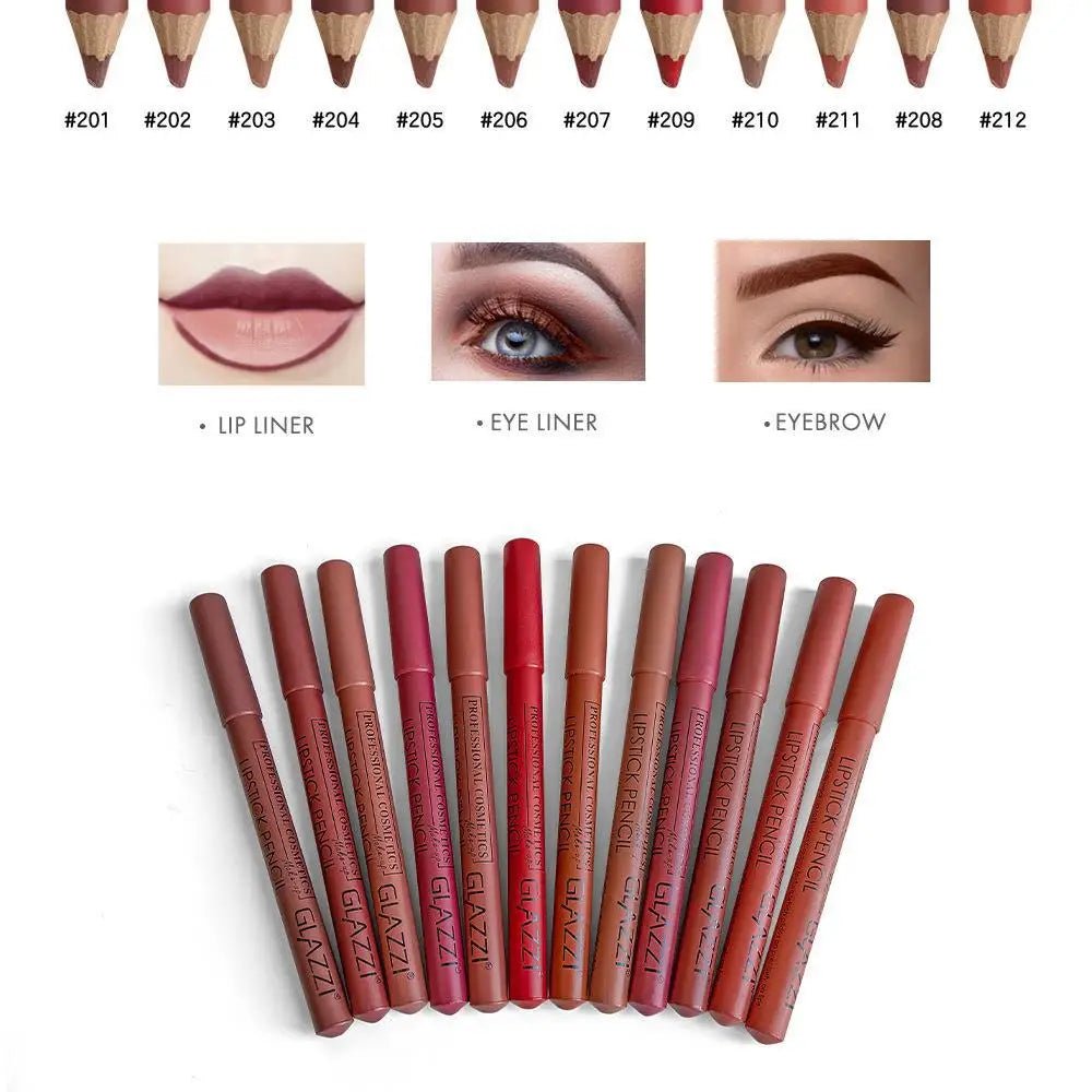 Professional Matte Lip Pencil Set - Long Lasting Waterproof Lipstick - Gotcha Girl Cosmetics Gotcha Girl Cosmetics 200001176618NoSharpener