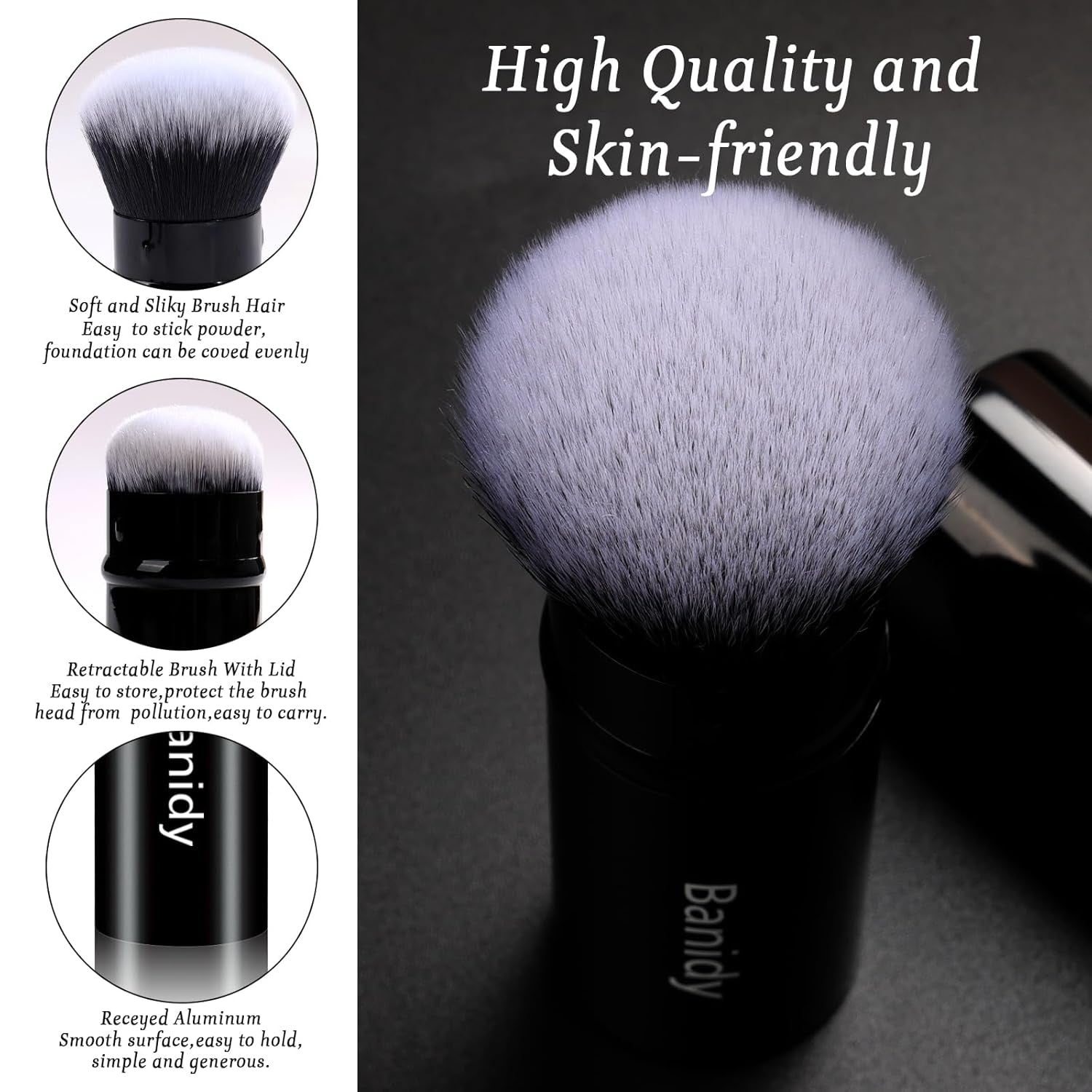 Makeup Brush Kabuki Face Brushes Retractable Travel Blush Brush Portable Flawless for Foundation, Powder Blush, Bronzer, Buffing, Liquid, Cream, Cruelty Free with Cover(Round - Head) - Gotcha Girl Cosmetics Gotcha Girl Cosmetics ab4cb7c6-e579-4aa6-ba1e-1bc9682e45a8