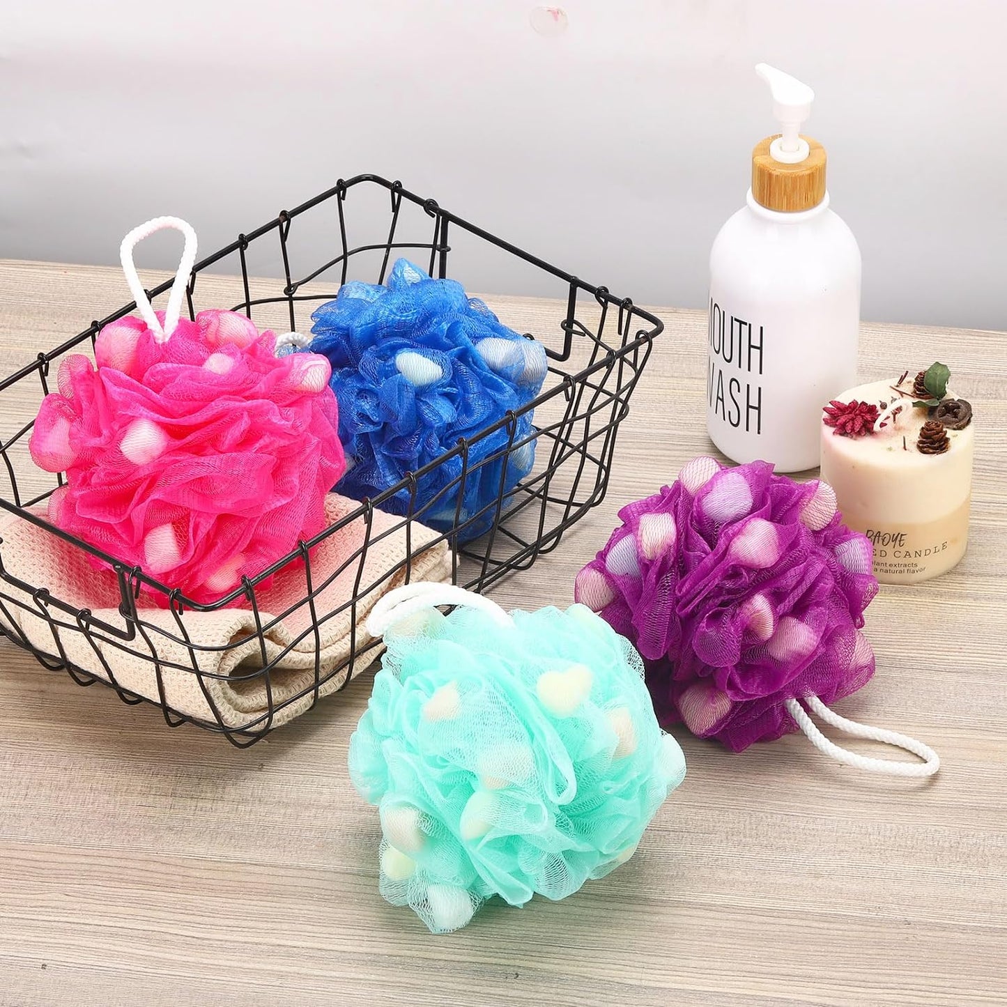 Premium Mesh Poufs (65G/Pcs) Bath Sponges Shower Loofahs Exfoliating Shower Puff - Great for Body Wash Pack of 4 - Gotcha Girl Cosmetics Gotcha Girl Cosmetics128cf07f-6d4e-4a63-a3f2-eb3d2478f5a0