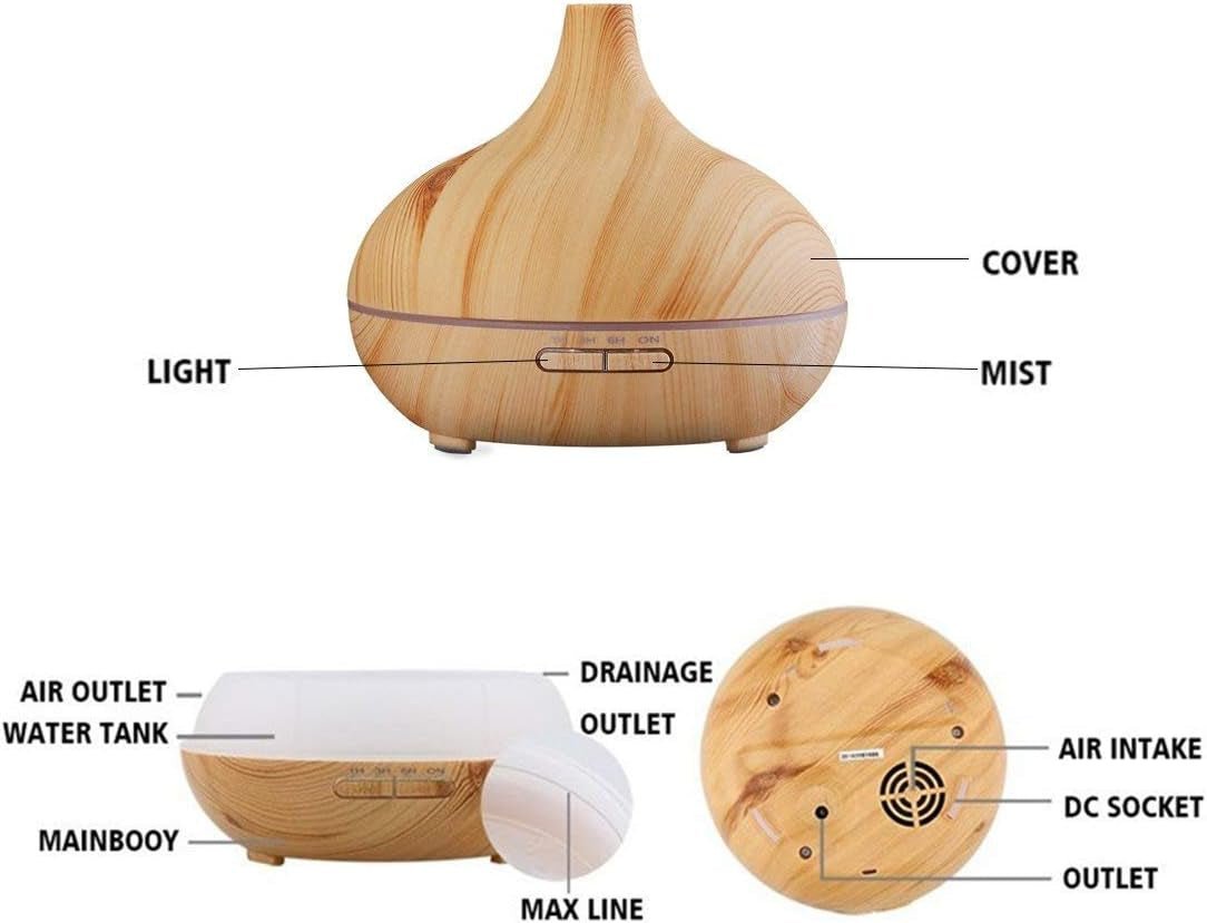 Aroma Essential Oil Diffuser, 500Ml Wood Grain Ultrasonic Cool Mist Whisper - Quiet Humidifier with Color LED Lights Changing & 4 Timer Settings, with Remote Control (Brown) - Gotcha Girl Cosmetics Gotcha Girl Cosmeticsb2e57170-3091-48d3-bb35-46eed7f3b093