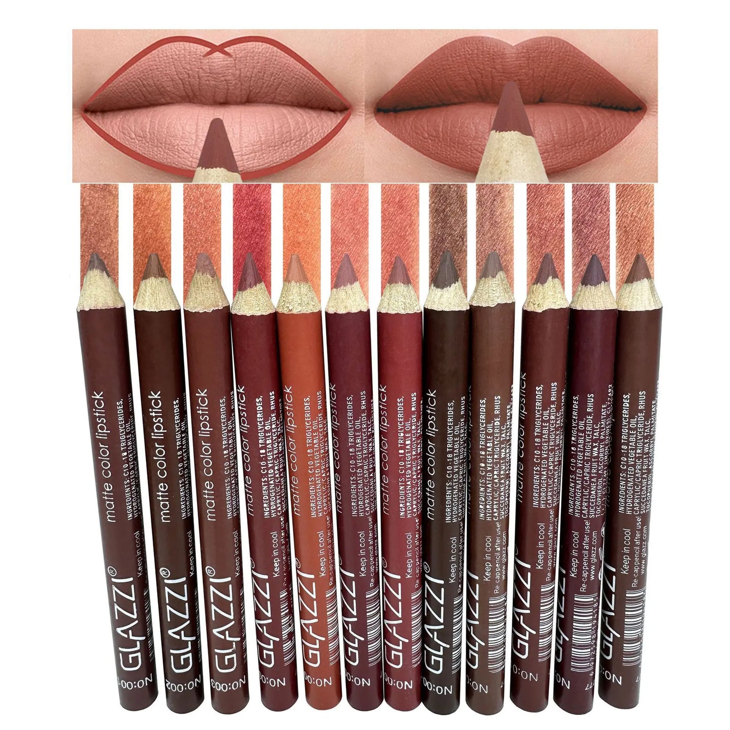 Professional Matte Lip Pencil Set - Long Lasting Waterproof Lipstick - Gotcha Girl Cosmetics Gotcha Girl Cosmetics 200001176618NoSharpener