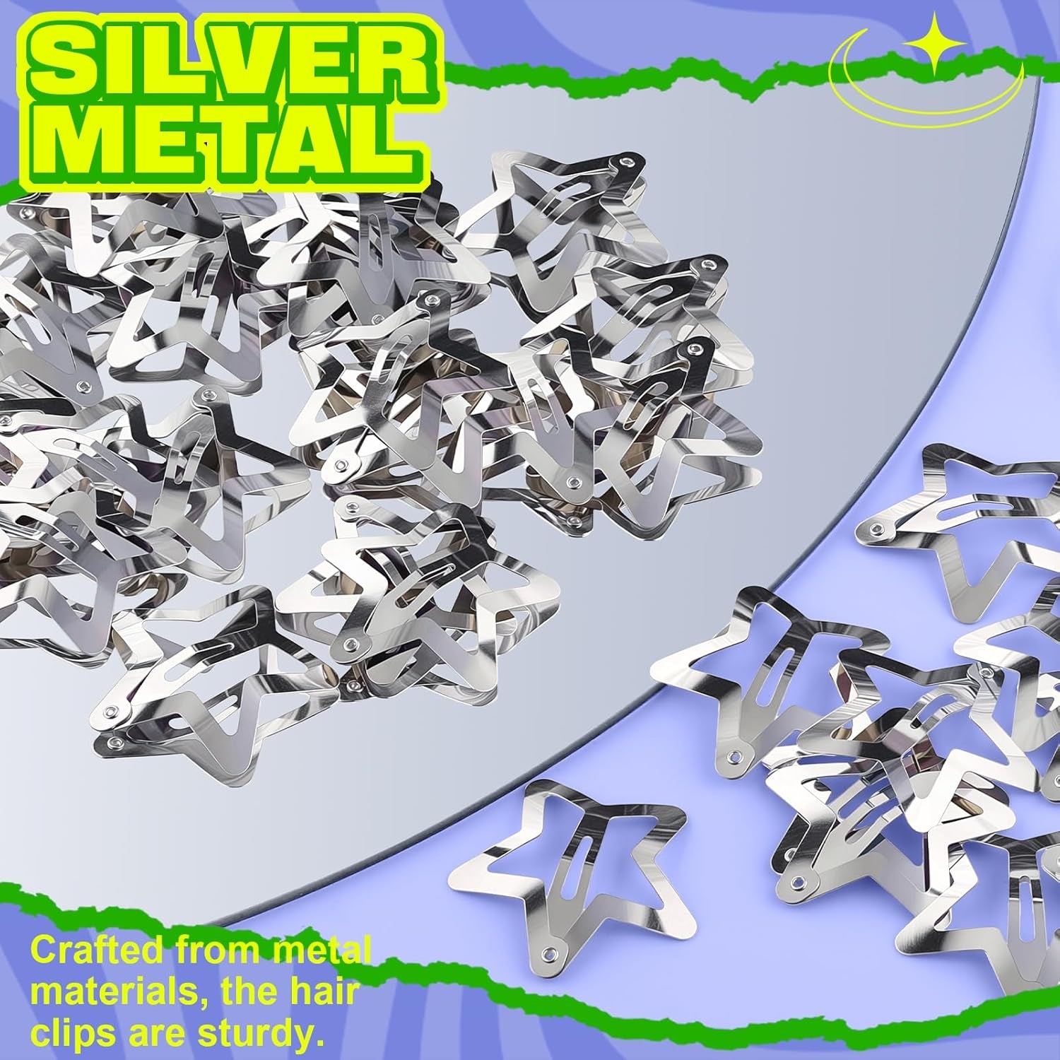 30 PCS 1.61" Star Hair Clips, Y2K Hair Accessories, Silver Star Clips for Girls Women, Rave Accessories, Non Slip Star Barrettes, Metal Star Snap Hair Clips - Gotcha Girl Cosmetics Gotcha Girl Cosmetics2f024b33-4e9e-453b-b7bc-701010035398