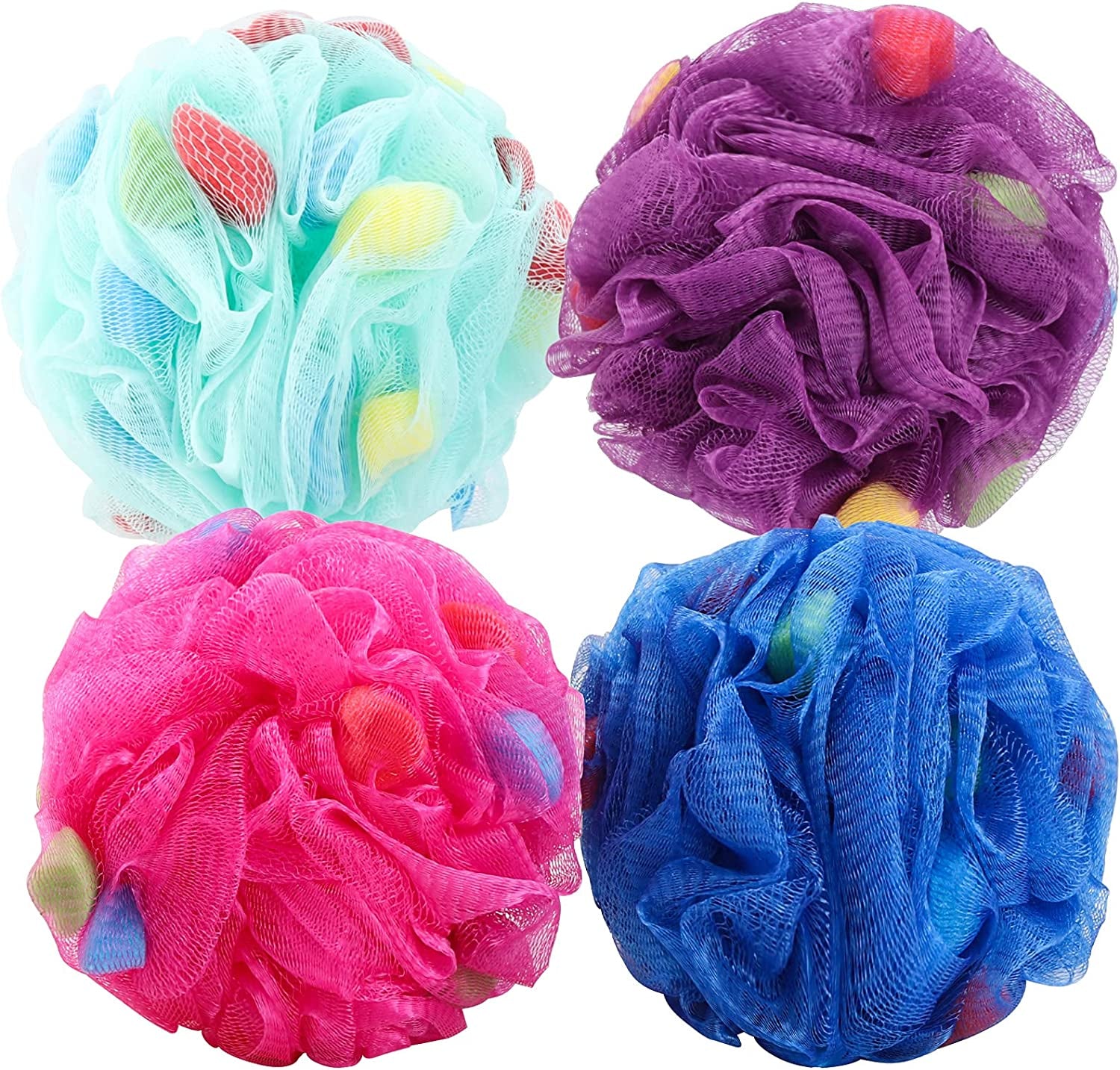 Premium Mesh Poufs (65G/Pcs) Bath Sponges Shower Loofahs Exfoliating Shower Puff - Great for Body Wash Pack of 4 - Gotcha Girl Cosmetics Gotcha Girl Cosmetics128cf07f-6d4e-4a63-a3f2-eb3d2478f5a0