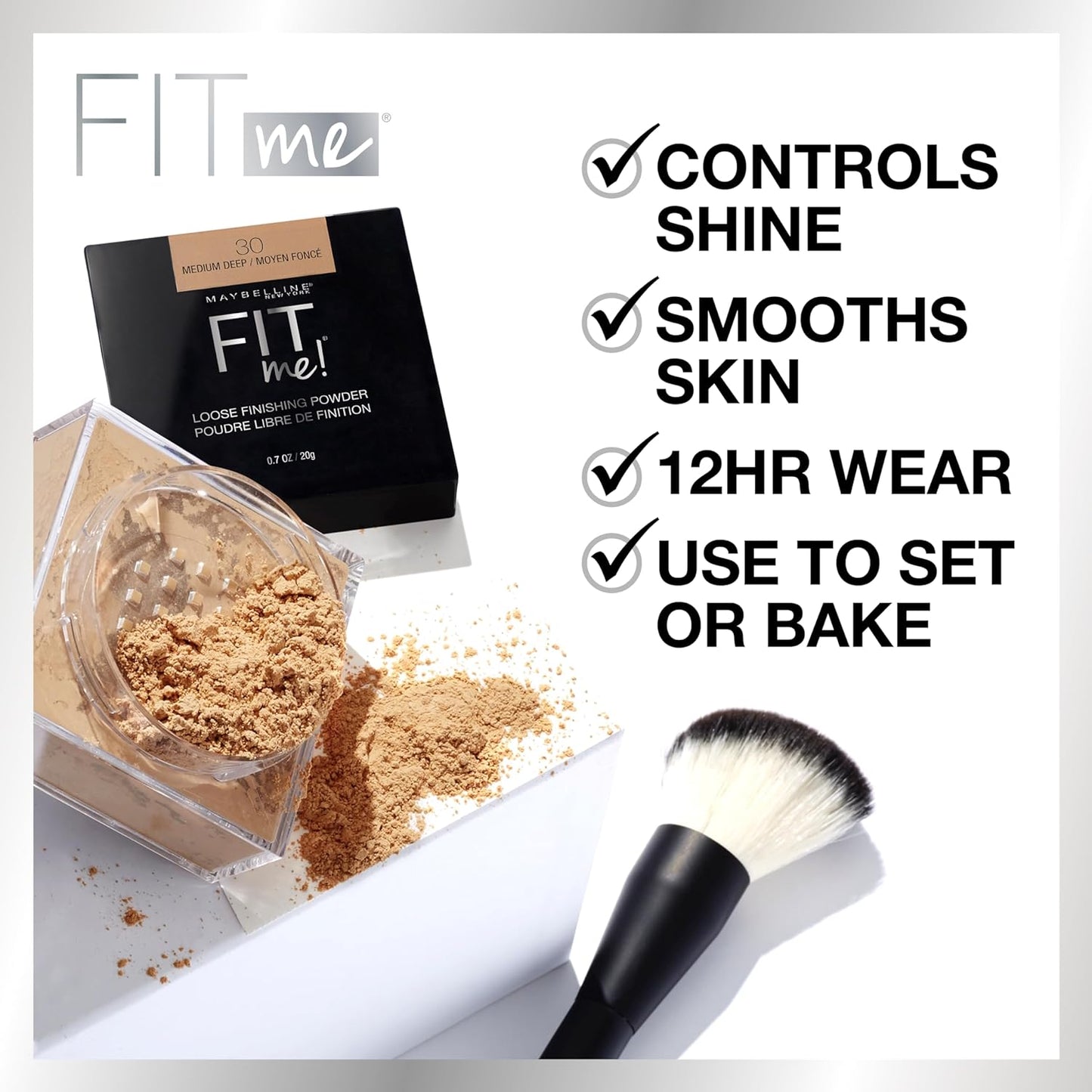 Maybelline Fit Me Loose Setting Powder, Face Powder and Finishing Makeup, Medium, 1 Count - Gotcha Girl Cosmetics Gotcha Girl Cosmetics 534da0f9-92a0-4f54-94ea-7ed8ed8ffb10