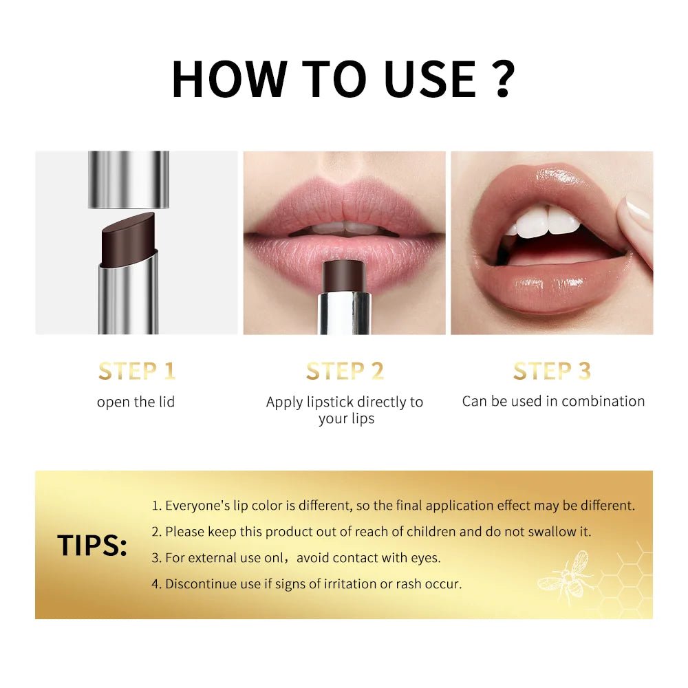 Black Honey Lipstick Long Lasting Moisturizing Natural Lip Plumper Makeup Lip Plumping Gloss Cosmetics Exfoliating for Lip - Gotcha Girl Cosmetics Gotcha Girl Cosmetics 20000117612542pcsback