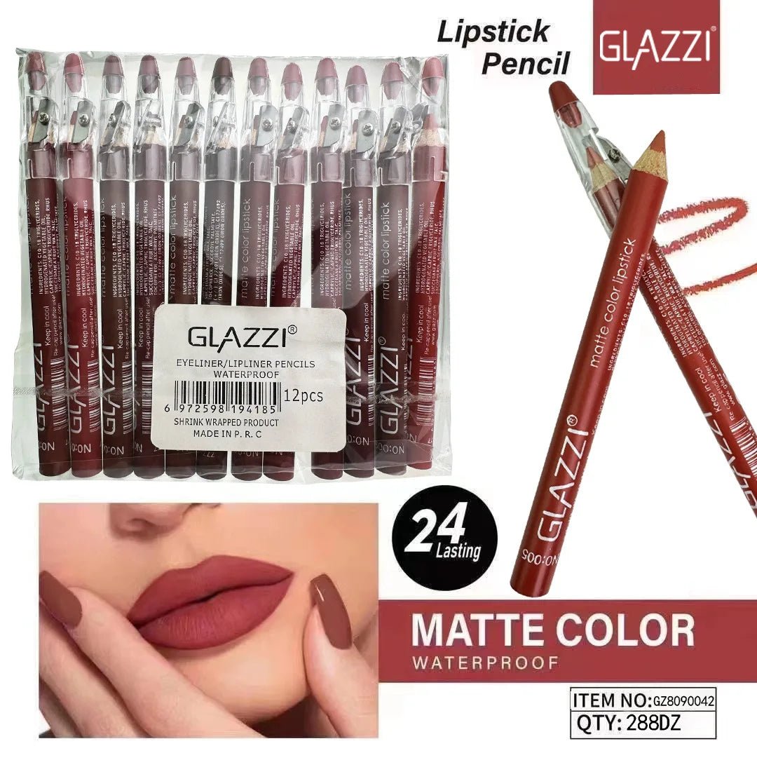 Professional Matte Lip Pencil Set - Long Lasting Waterproof Lipstick - Gotcha Girl Cosmetics Gotcha Girl Cosmetics 200001176618NoSharpener