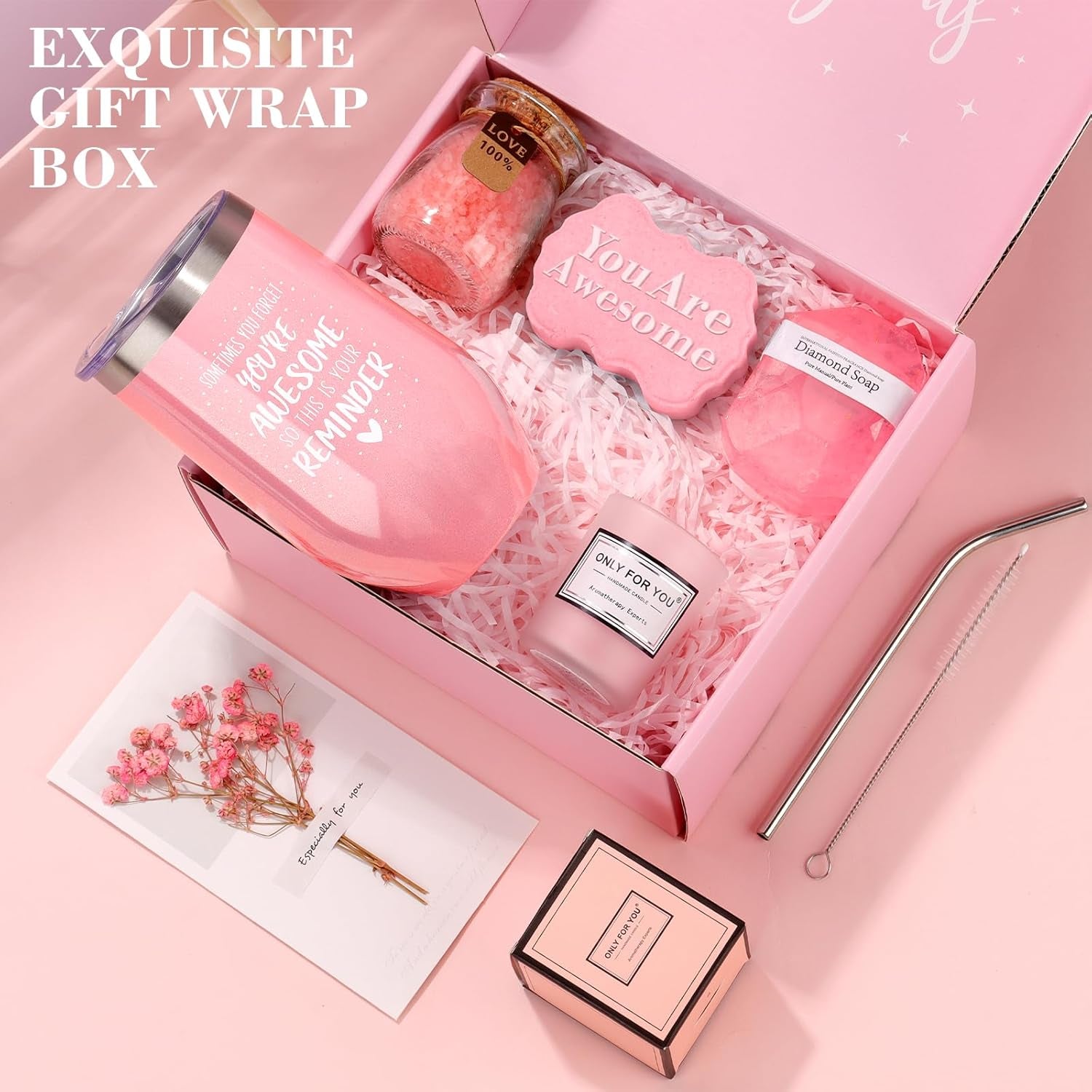 Birthday Gifts - Relaxing Spa Gifts Basket for Women; Her Mom, Grandma, Daughter, Sister, Wife, Girlfriend, Friends - Unique Bath Set Gifts (Pink) - Gotcha Girl Cosmetics Gotcha Girl Cosmetics bb412274-bd80-4a3e-9d85-6c59cada1844