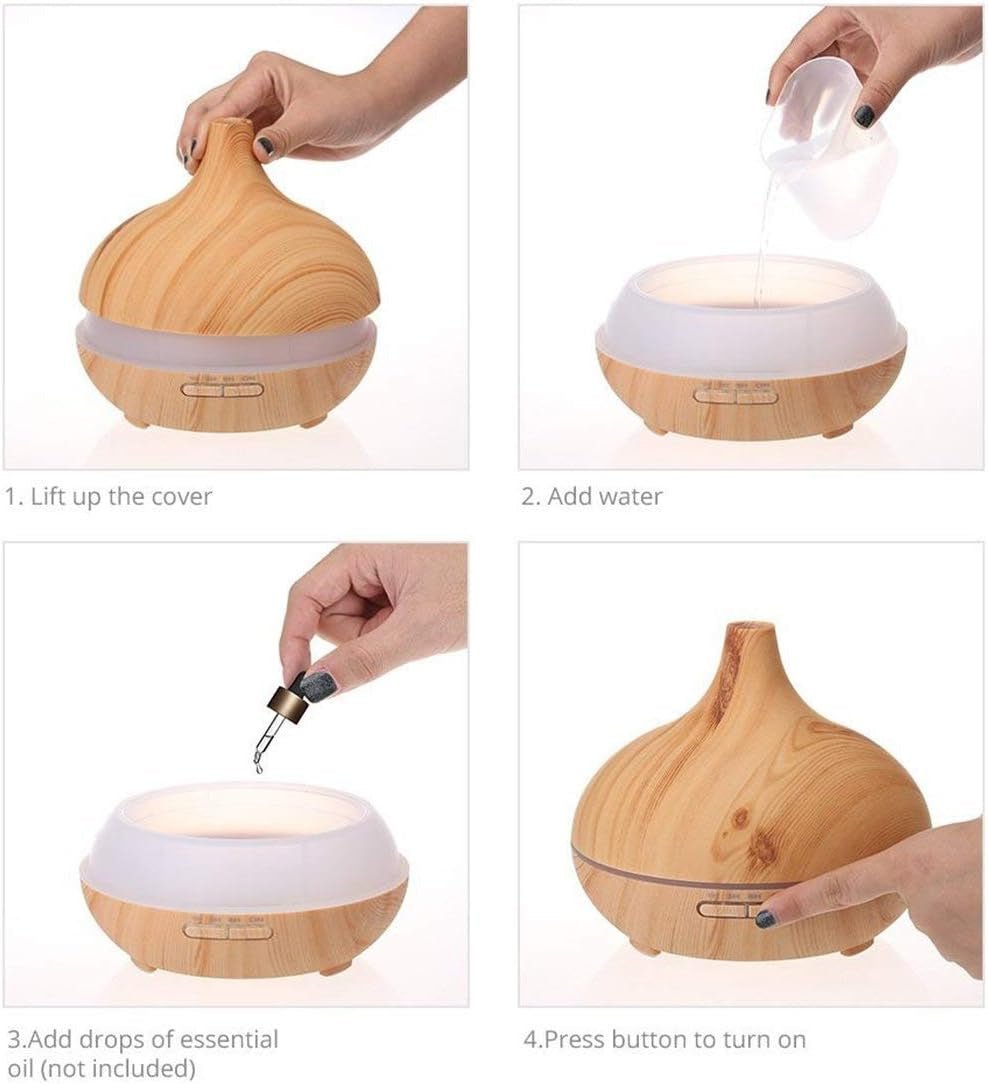 Aroma Essential Oil Diffuser, 500Ml Wood Grain Ultrasonic Cool Mist Whisper - Quiet Humidifier with Color LED Lights Changing & 4 Timer Settings, with Remote Control (Brown) - Gotcha Girl Cosmetics Gotcha Girl Cosmeticsb2e57170-3091-48d3-bb35-46eed7f3b093