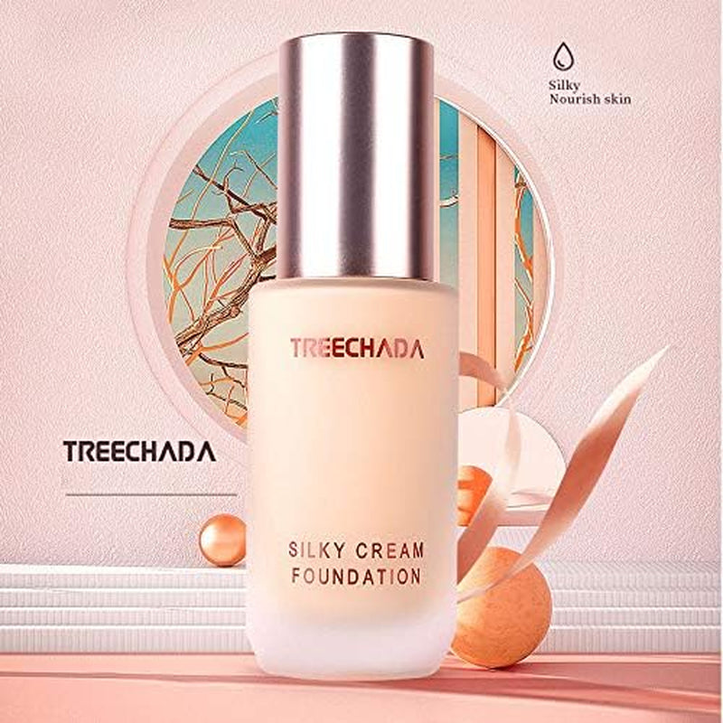 Thailand Treechada Silky Cream Foundation, Full Coverage Liquid Foundation, 30Ml (1 Light)
