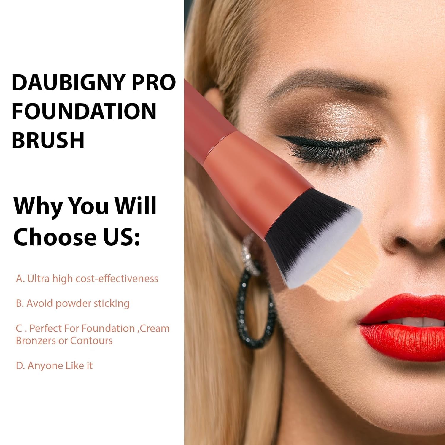 1.5" Top Diameter Foundation Brush - Premium Makeup Brush, Perfect for Foundation, Cream, Buffing, Blending (Red) - Gotcha Girl CosmeticsGotcha Girl Cosmetics 1b7d17e0-82f0-4a30-8bfe-3f1d6a630a21