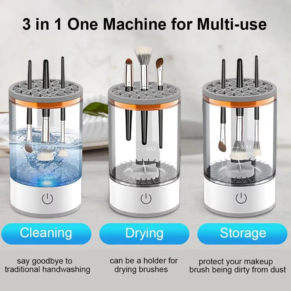 USB Electric Makeup Brush Cleaner – 3 - in - 1 Portable Washer, Dryer & Drying Rack for Quick, Effortless Brush Cleaning - Gotcha Girl Cosmetics Gotcha Girl Cosmetics30db3c9c-e9f1-4eed-a2a2-4711d433c1e2