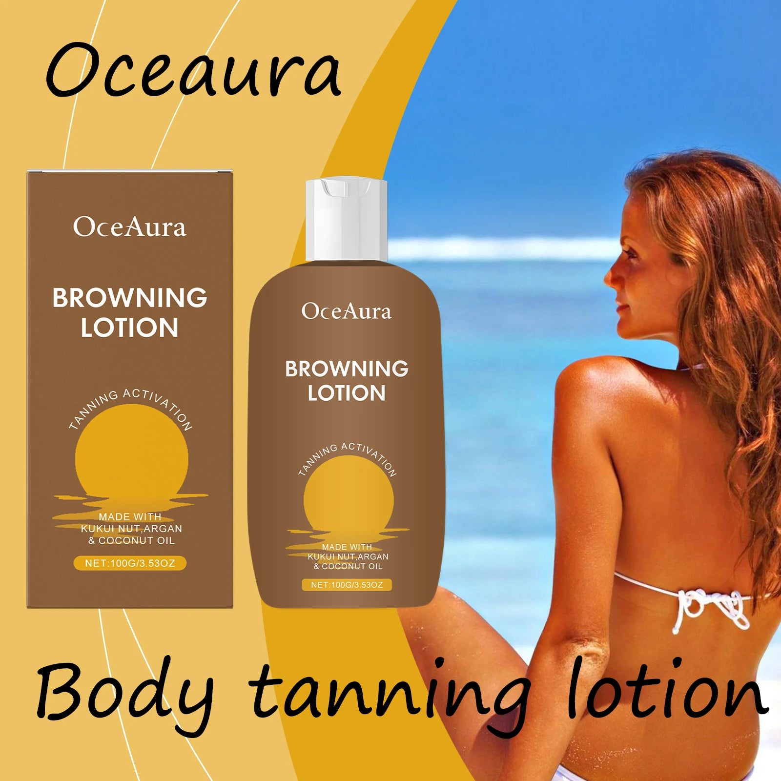 Oceaura Herbal Browning Lotion Summer Moisturize Sunless Tanning Enhance Softness Non - greasy Glowing Bronzer Skin Tanning Lotion - Gotcha Girl Cosmetics Gotcha Girl Cosmetics 1410100g200007763201336106