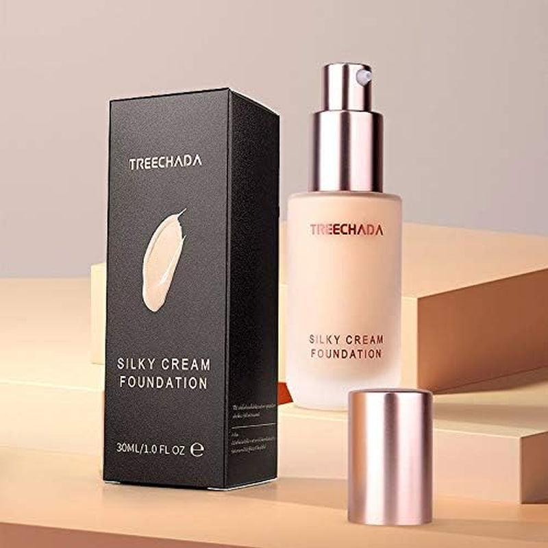 Thailand Treechada Silky Cream Foundation, Full Coverage Liquid Foundation, 30Ml (1 Light)