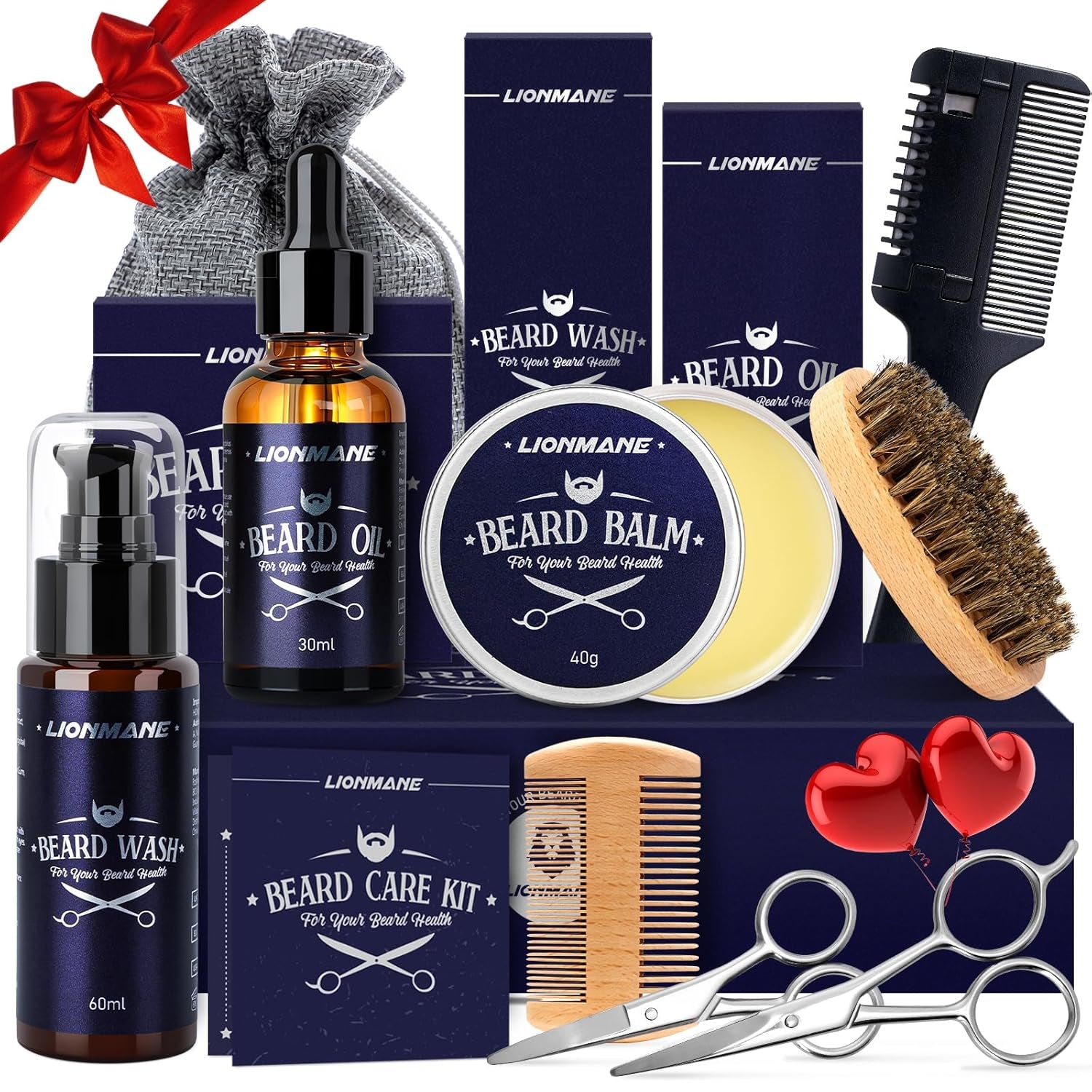 Beard Care Gifts Kit for Men - Beard Mustache Grooming Kit | Beard Balm, Beard Wash, Beard Oil, Brush, Scissors - Birthday Anniversary Gifts for Husband/Boyfriend/Dad/Him - Gotcha Girl CosmeticsGotcha Girl Cosmetics 9d964462-a3fa-4ff4-a1eb-4eceb72a71c3
