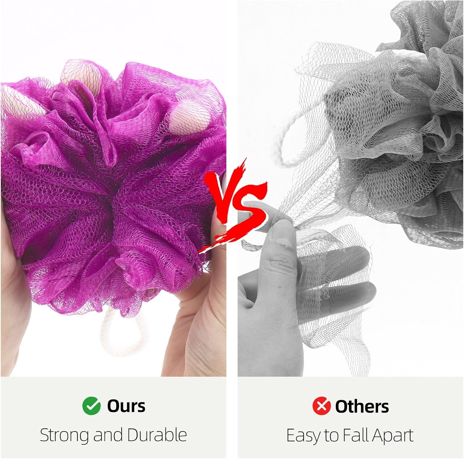 Premium Mesh Poufs (65G/Pcs) Bath Sponges Shower Loofahs Exfoliating Shower Puff - Great for Body Wash Pack of 4 - Gotcha Girl Cosmetics Gotcha Girl Cosmetics128cf07f-6d4e-4a63-a3f2-eb3d2478f5a0