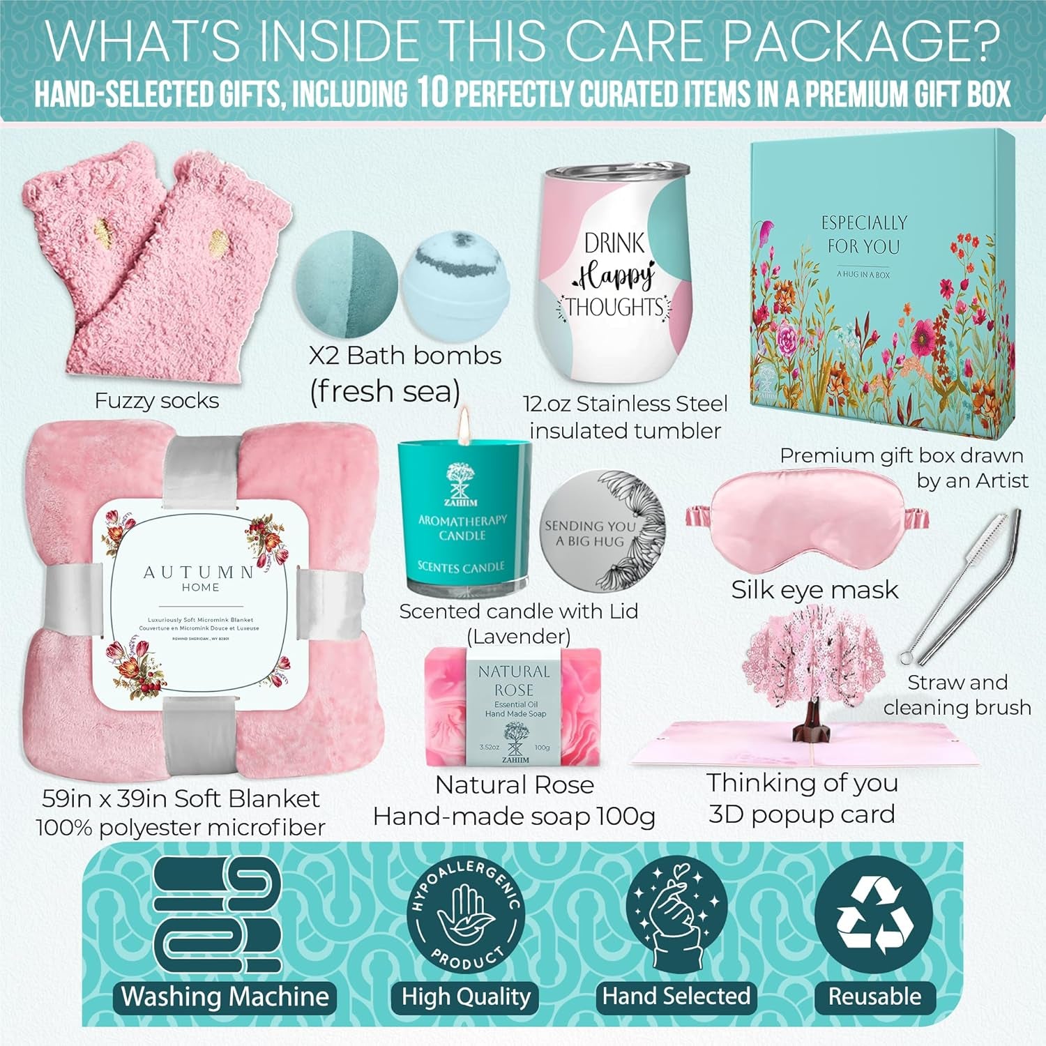 Comforting Get Well Soon Gift Baskets for Women - 10Pc Get Well Gifts for Women after Surgery, Thoughtfully Curated Thinking of You Self Care Package with Blanket, Tumbler, Eye Mask, Soap, Socks & More - Gotcha Girl Cosmetics Gotcha Girl Cosmetics424b5357-f0c9-4b5e-bbc2-d7985ce76e92