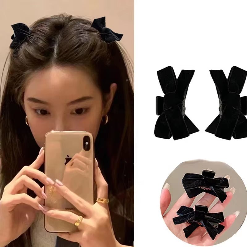 Black Red Small Velvet Bowknot Hair Claw Clips 2Pcs/Set Korean Princess Hair Clips with Bangs Girls‘ Headwear Hair Styling Tools - Gotcha Girl Cosmetics Gotcha Girl Cosmetics39834bb8-c89c-47c0-ae07-dc48a2c98f84