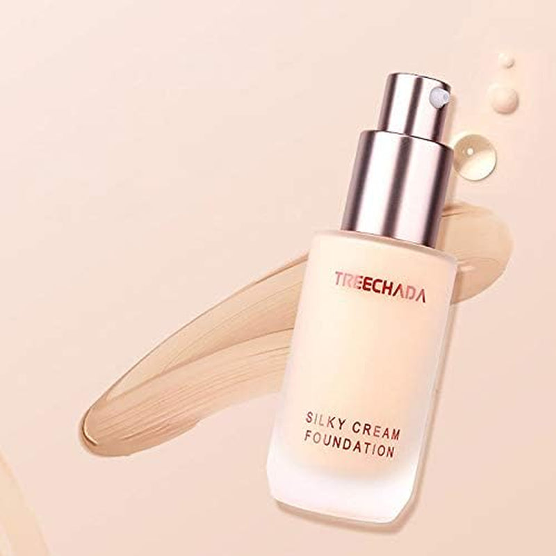 Thailand Treechada Silky Cream Foundation, Full Coverage Liquid Foundation, 30Ml (1 Light)