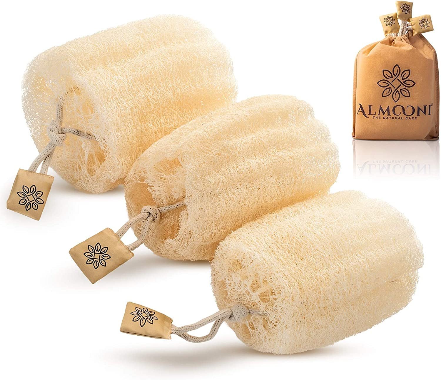 Natural Loofah Body Scrubber, Egyptian Loofah Sponge, 3 Count | Natural Egyptian Loofah Sponge, round Shape Shower Sponge for Face & Body, Men & Women, Gentle Exfoliation, Large Size - Gotcha Girl CosmeticsGotcha Girl Cosmetics 6827b33c-ee31-4f56-bab3-27a7ac13d60e