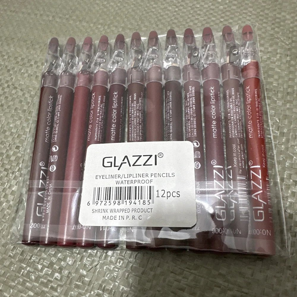Professional Matte Lip Pencil Set - Long Lasting Waterproof Lipstick - Gotcha Girl Cosmetics Gotcha Girl Cosmetics 20000117610WithSharpener