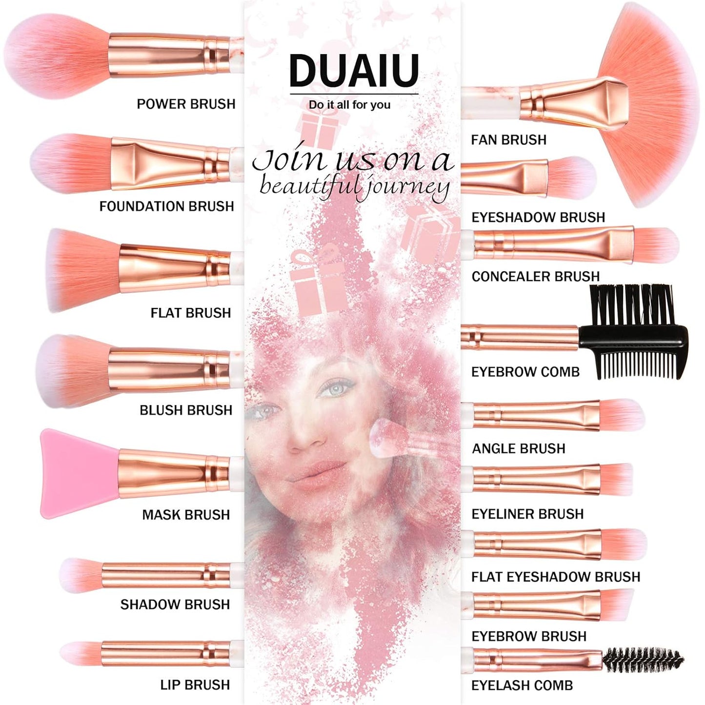 Professional Makeup Brushes Set 16PCS Marble Handle with 4Pcs Sponge Blenders Foundation Brushes Eyeshadow Brush Lip Brush Silicone Face Mask Brush Make up Tool - Gotcha Girl Cosmetics Gotcha Girl Cosmeticse45c8ad1-ec23-4589-baa7-3aa8abbbeb8d