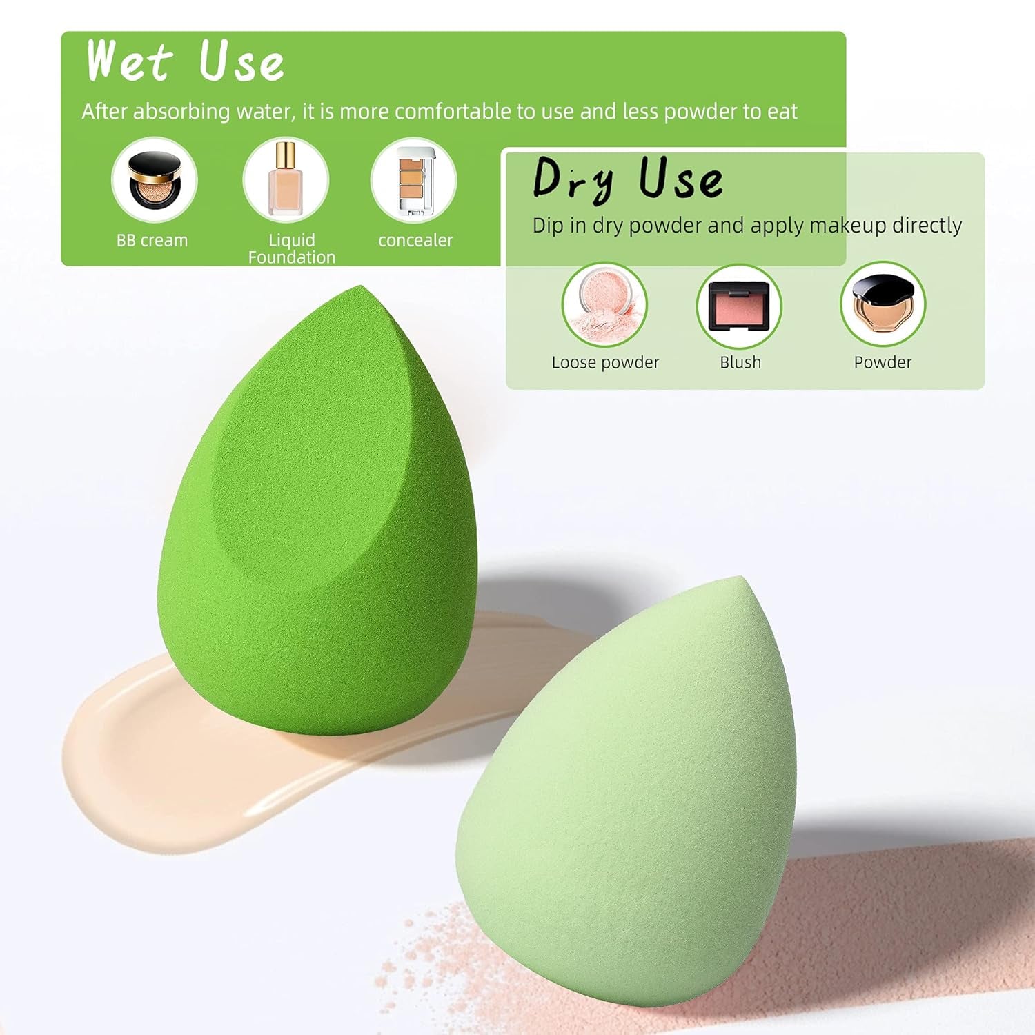COSTICA Makeup Sponge Set Blender, Beauty Sponge Makeup Blender Flawless for Liquid - Multi Colored 4 Pcs Avocado Series - Gotcha Girl Cosmetics Gotcha Girl Cosmetics 82292aa4-79a0-4c40-b805-bc9bc672b4cf
