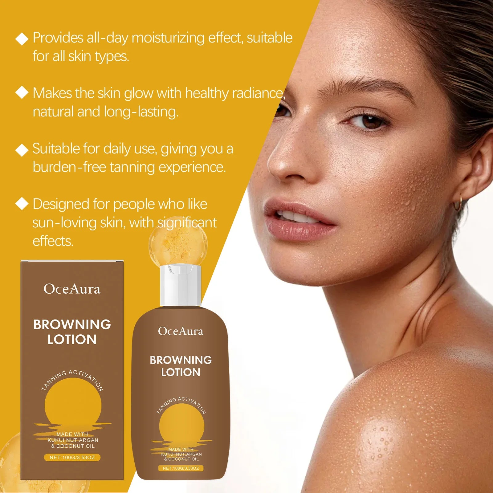 Oceaura Herbal Browning Lotion Summer Moisturize Sunless Tanning Enhance Softness Non - greasy Glowing Bronzer Skin Tanning Lotion - Gotcha Girl Cosmetics Gotcha Girl Cosmetics 1410100g200007763201336106