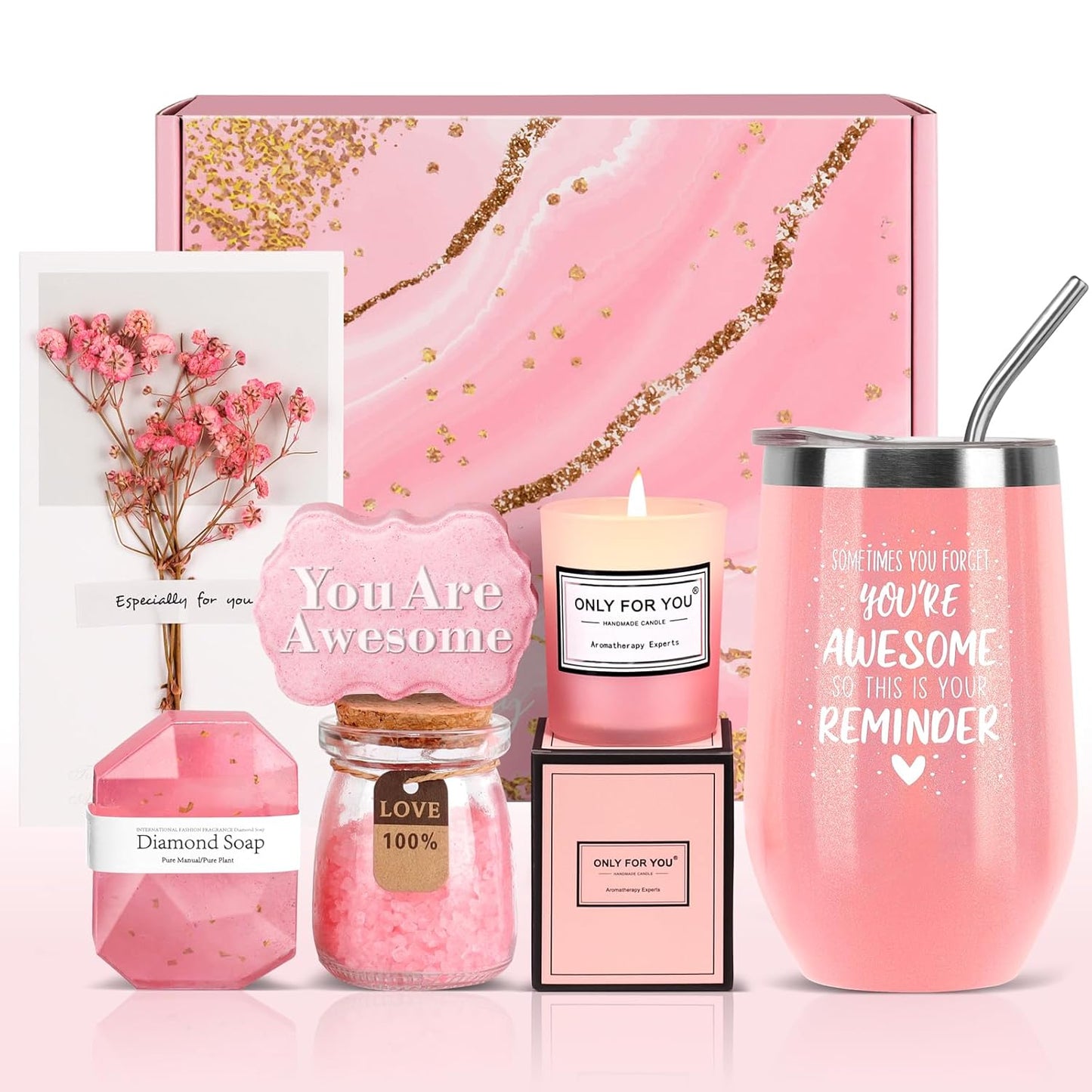 Birthday Gifts - Relaxing Spa Gifts Basket for Women; Her Mom, Grandma, Daughter, Sister, Wife, Girlfriend, Friends - Unique Bath Set Gifts (Pink) - Gotcha Girl Cosmetics Gotcha Girl Cosmetics bb412274-bd80-4a3e-9d85-6c59cada1844