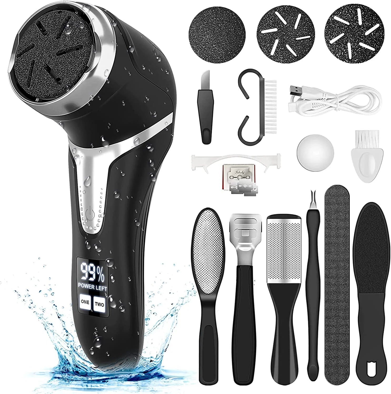 Electric Callus Remover for Feet with Vacuum, Professional Pedicure Tools Kit Callus Remover, Rechargeable Waterproof Foot File for Foot Care Deadskin Remover with 3 Heads & 2 Speed, LCD Display - Gotcha Girl Cosmetics Gotcha Girl Cosmetics256b2f2d-b269-4117-9880-3958fa90ddf5