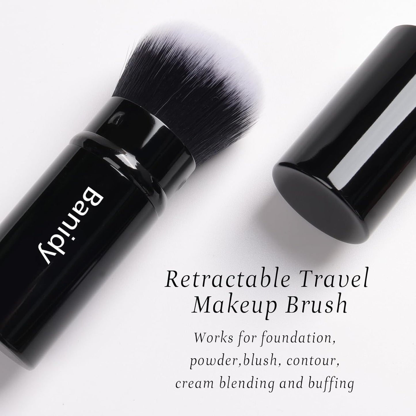 Makeup Brush Kabuki Face Brushes Retractable Travel Blush Brush Portable Flawless for Foundation, Powder Blush, Bronzer, Buffing, Liquid, Cream, Cruelty Free with Cover(Round - Head) - Gotcha Girl Cosmetics Gotcha Girl Cosmetics ab4cb7c6-e579-4aa6-ba1e-1bc9682e45a8
