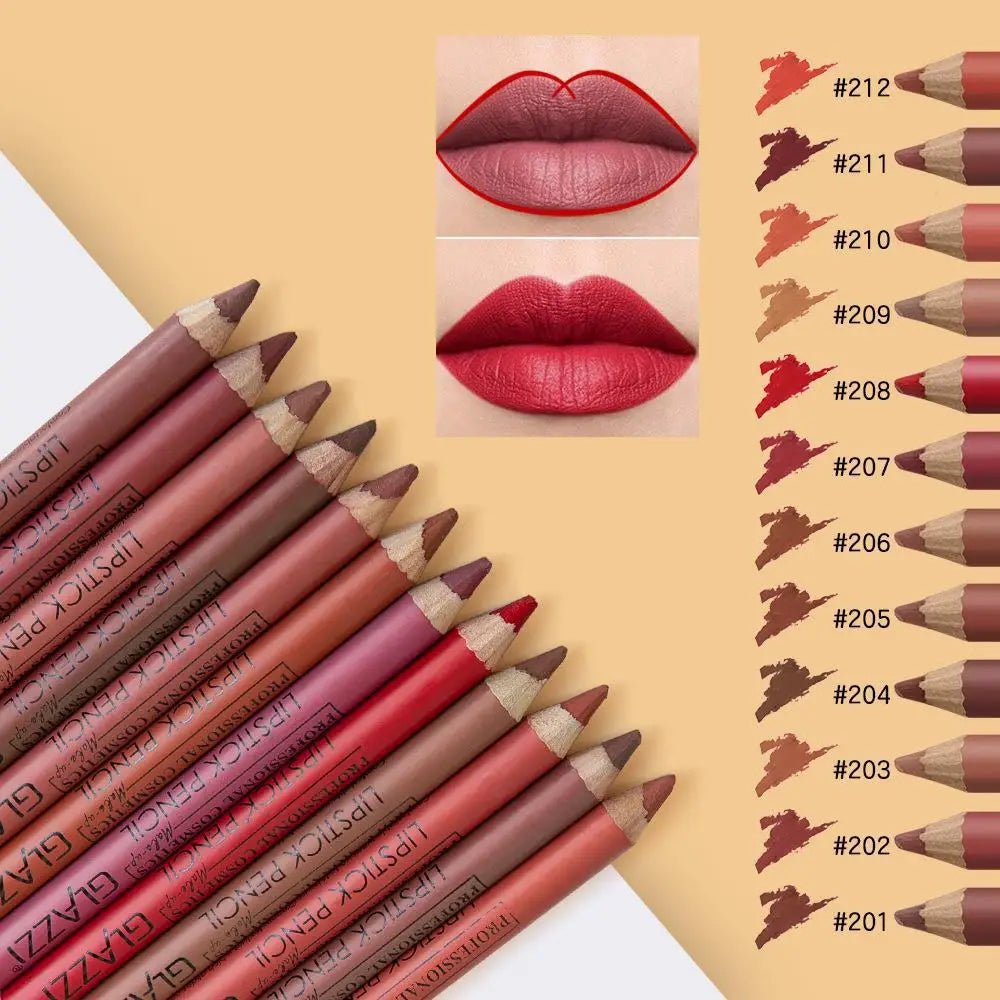 Professional Matte Lip Pencil Set - Long Lasting Waterproof Lipstick - Gotcha Girl Cosmetics Gotcha Girl Cosmetics 200001176618NoSharpener