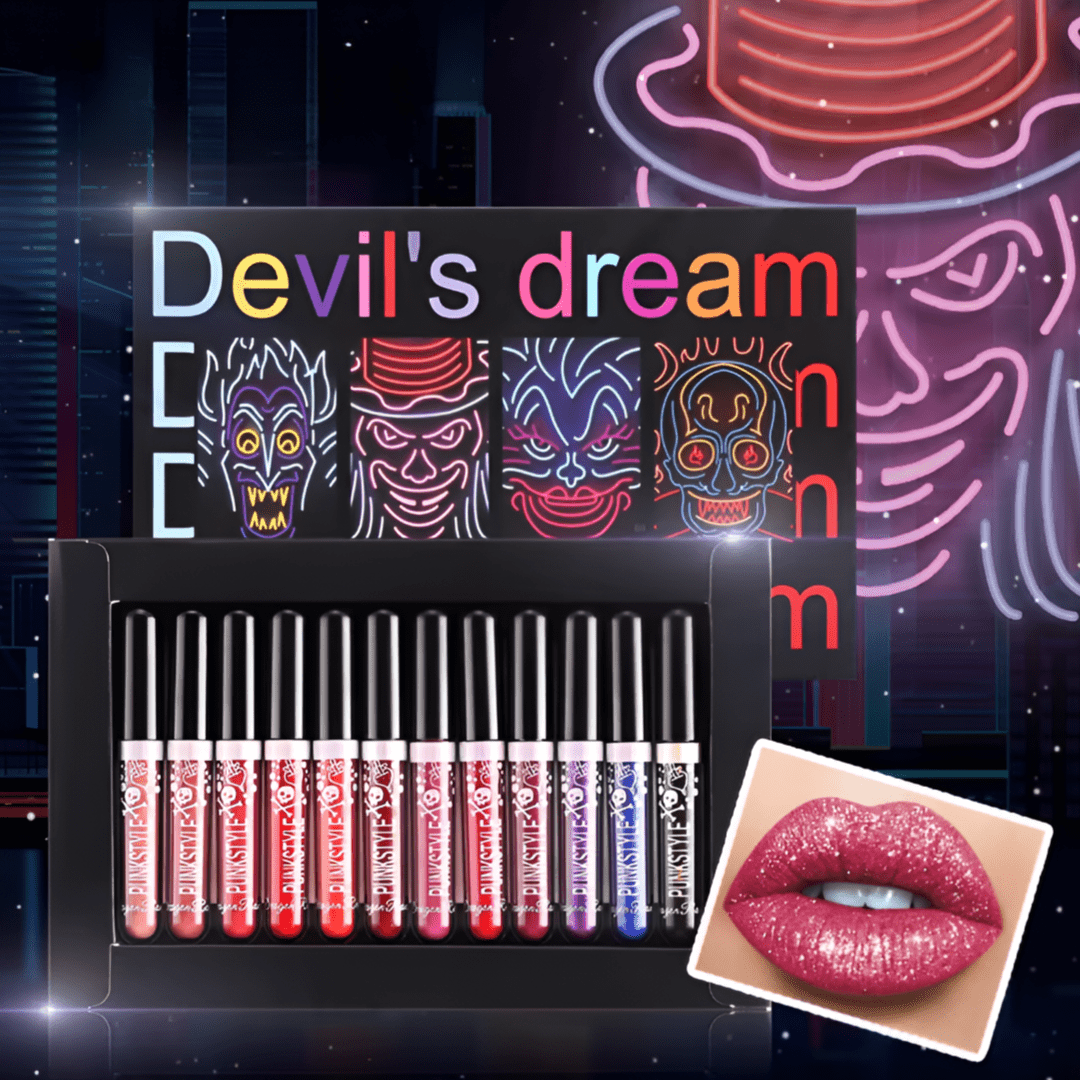 Devil’s Dream™ – 12 - Color Glitter Lip Gloss & Lip Tint Kit - Gotcha Girl Cosmetics Gotcha Girl Cosmetics2d1fda27-a151-4111-abe6-10852b9a4d57
