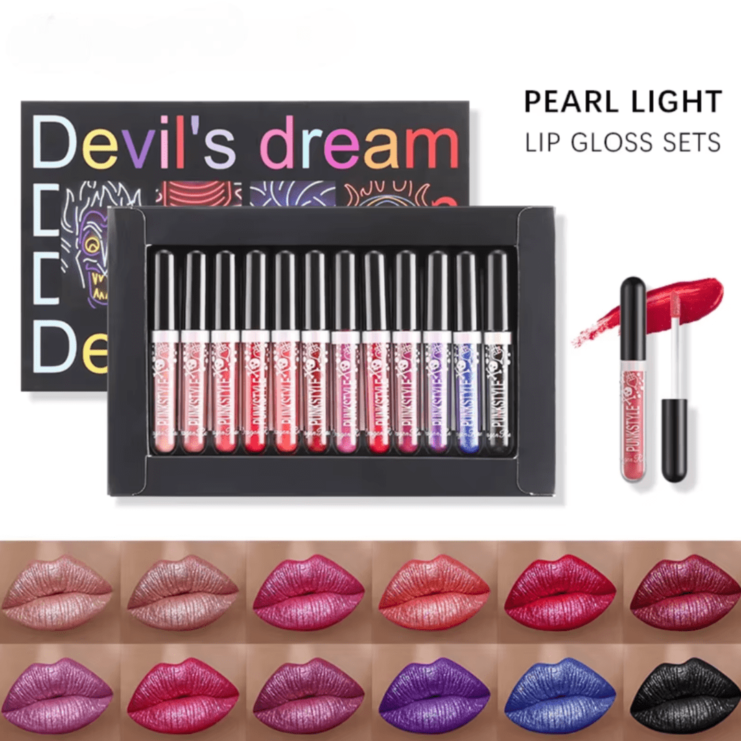Devil’s Dream™ – 12 - Color Glitter Lip Gloss & Lip Tint Kit - Gotcha Girl Cosmetics Gotcha Girl Cosmetics2d1fda27-a151-4111-abe6-10852b9a4d57